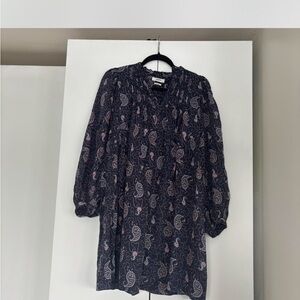 Isabel Marant Navy and Pink Long Sleeve Dress